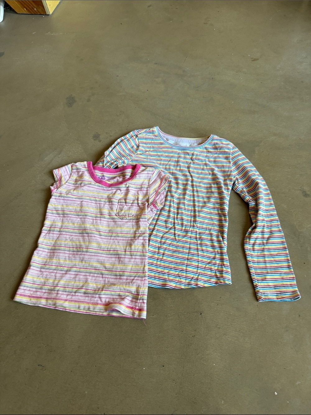 Girls' Multicolor Stripe Tops - Pink & Multicolor